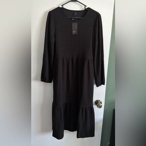 Black Tiered Long Sleeve Dress